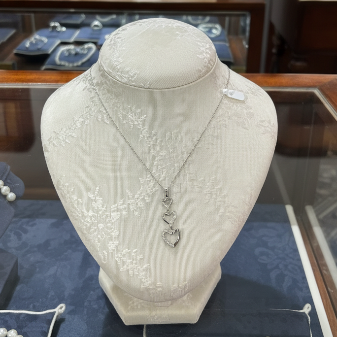 Necklace in white gold 14k, heart necklace