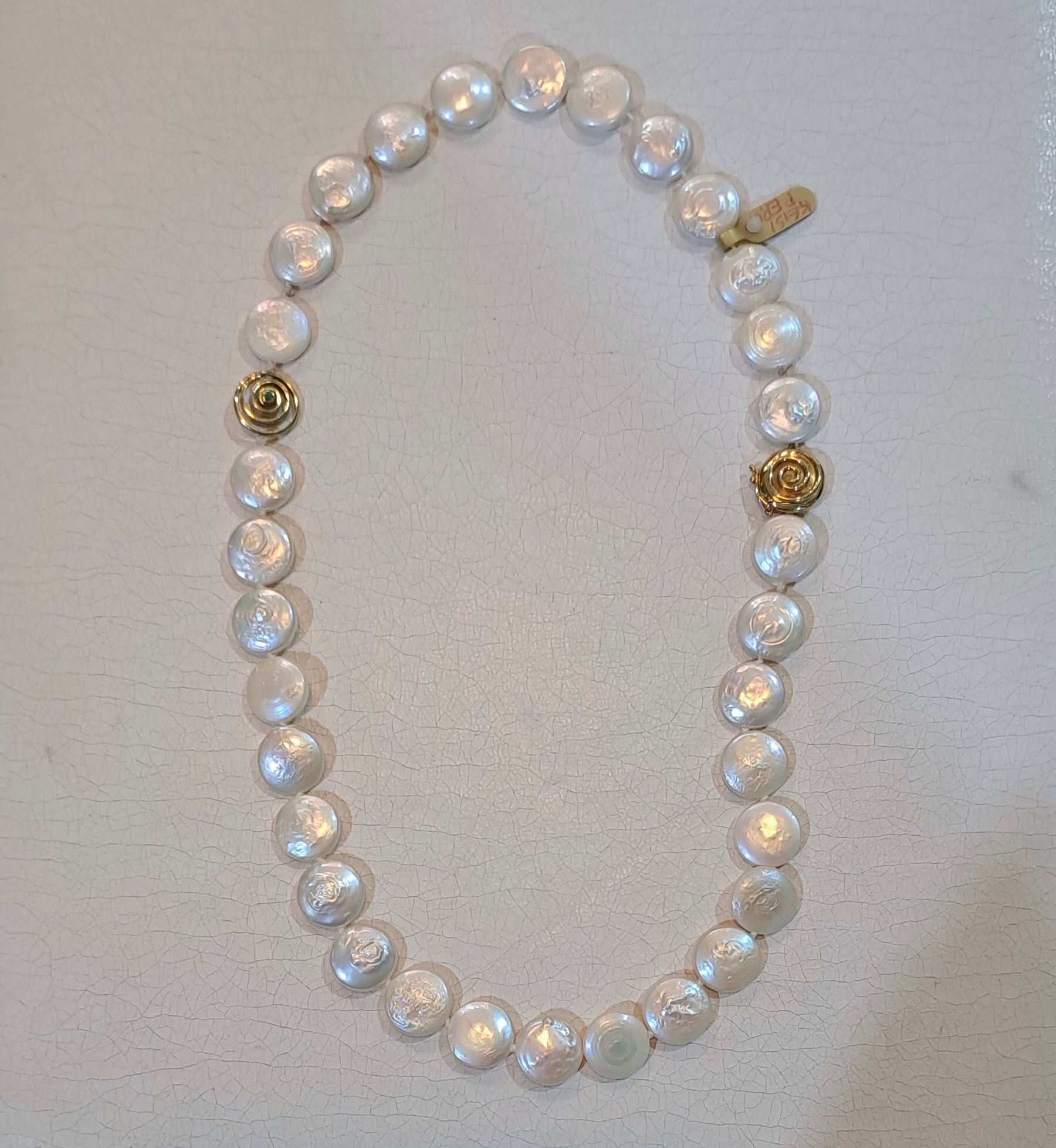 Necklace with white Keisi pearls and 18k gold elements - Dinos-Virginia