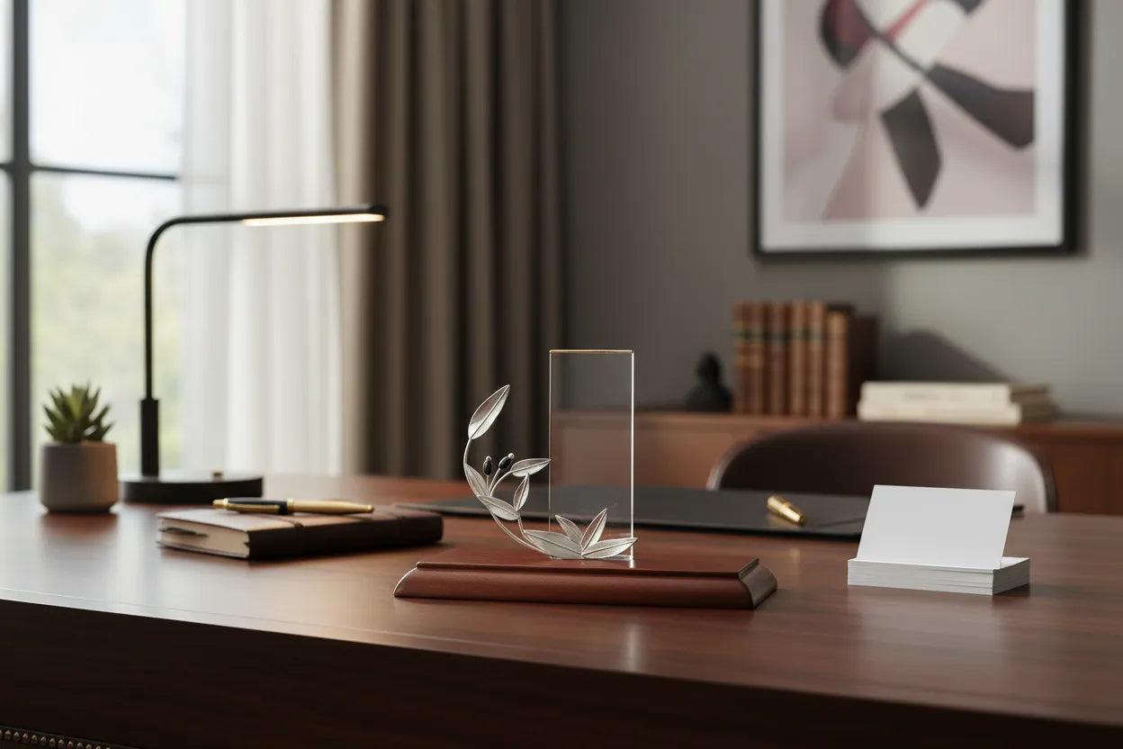 Olive leaf, sterling silver card holder