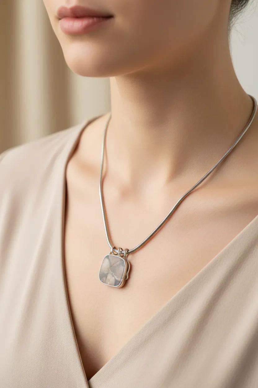 Pendant in Sterling silver with Chiastolitic Stone