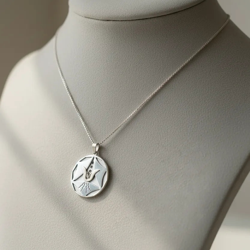 Pendant on Sterling silver, Solid silver Pendant, Flower Pendant, Energy Pendant