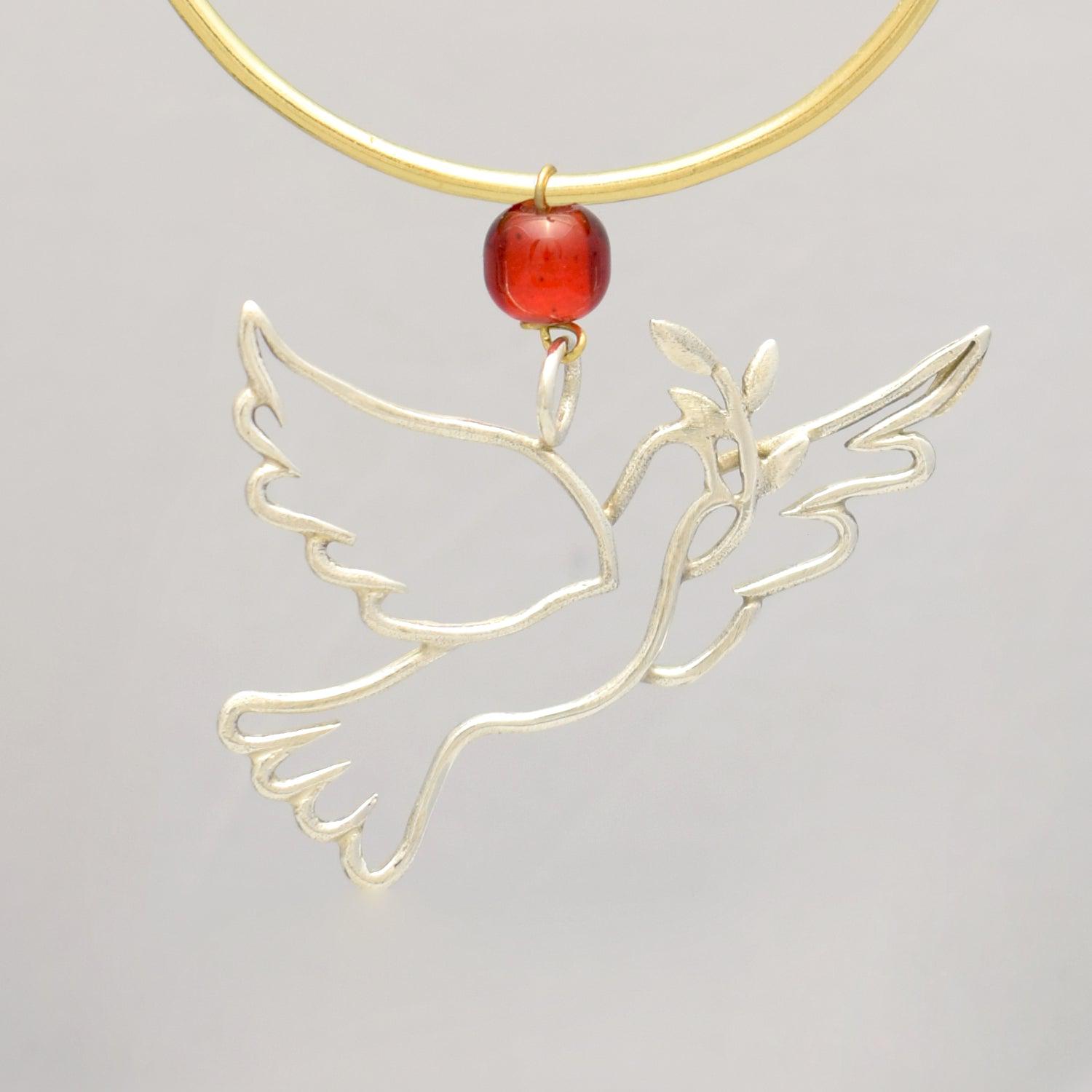 Pigeon Charm on plexiglass, silver charm with bronze leaves, home decor, gift idea, charm favor (PX-06)