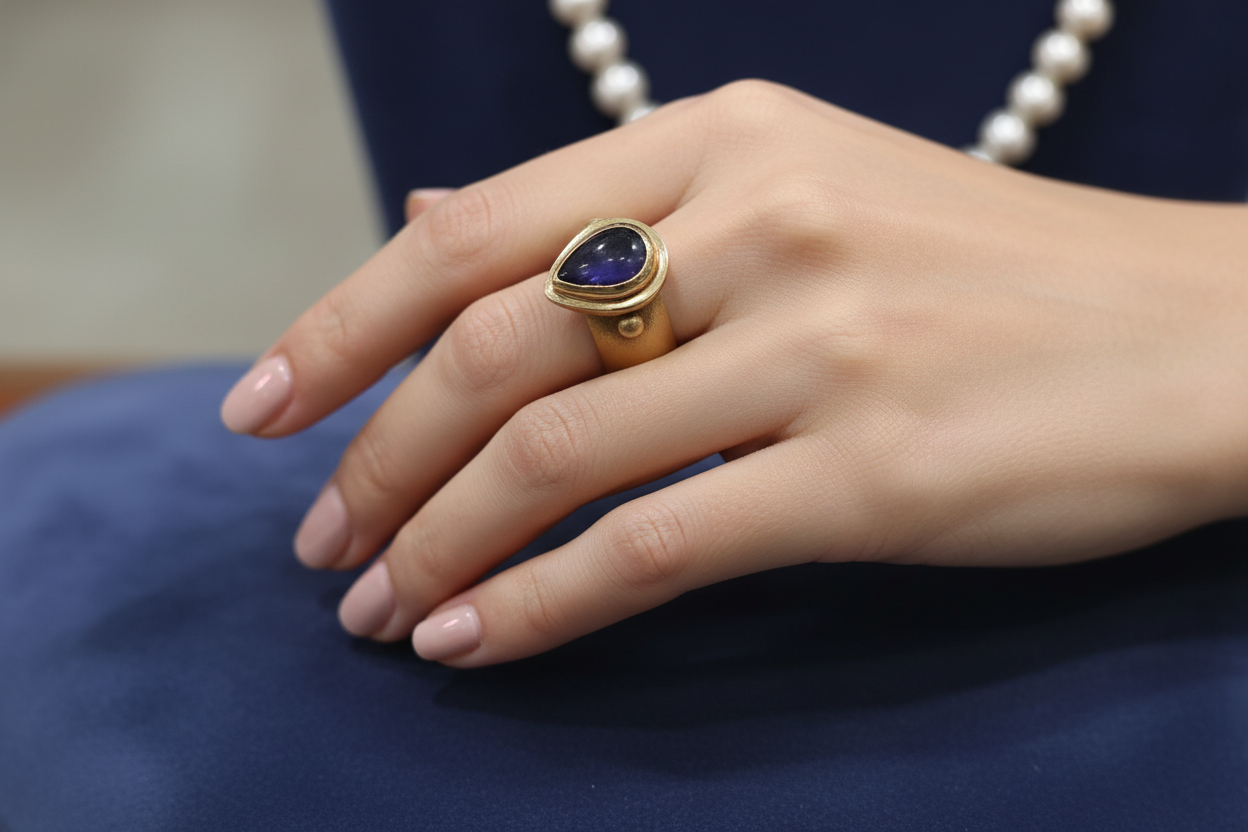 Ring in 14k gold with Lapis