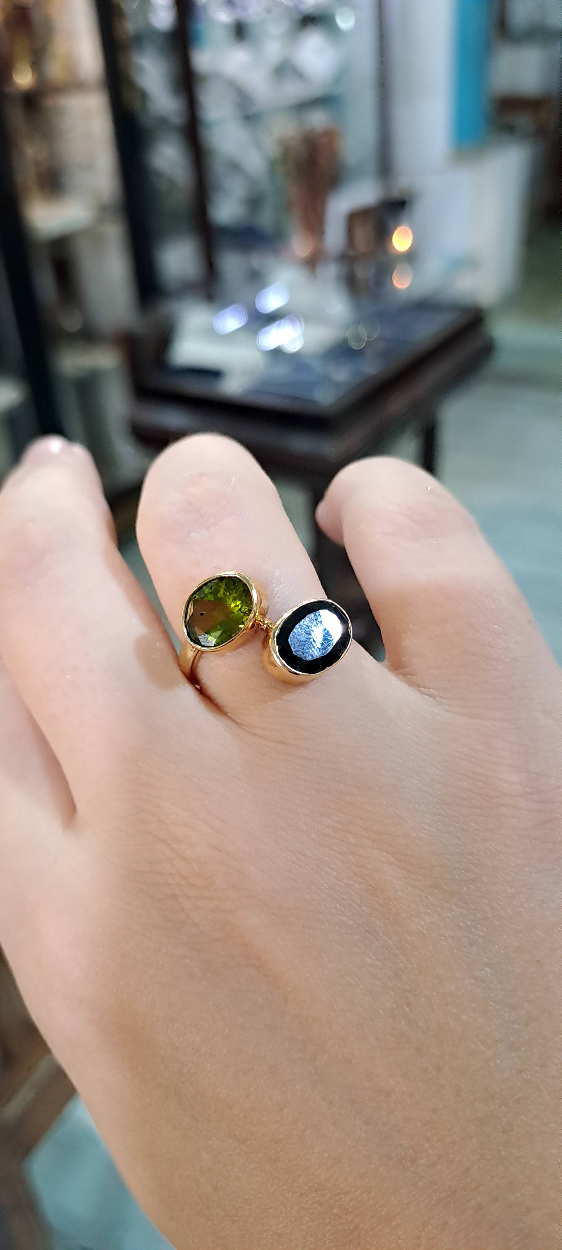 Ring in 14k gold with tourmalines (B-116)