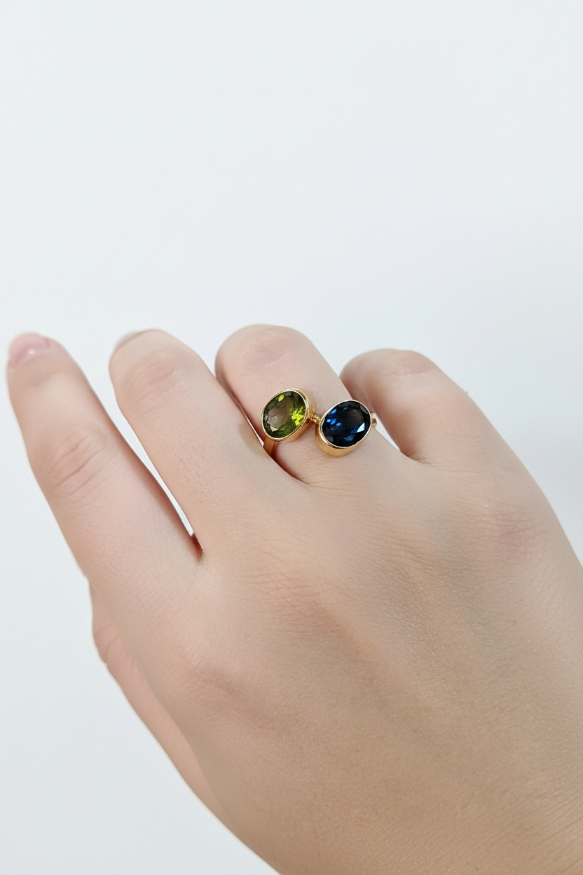 Ring in 14k gold with tourmalines (B-116)