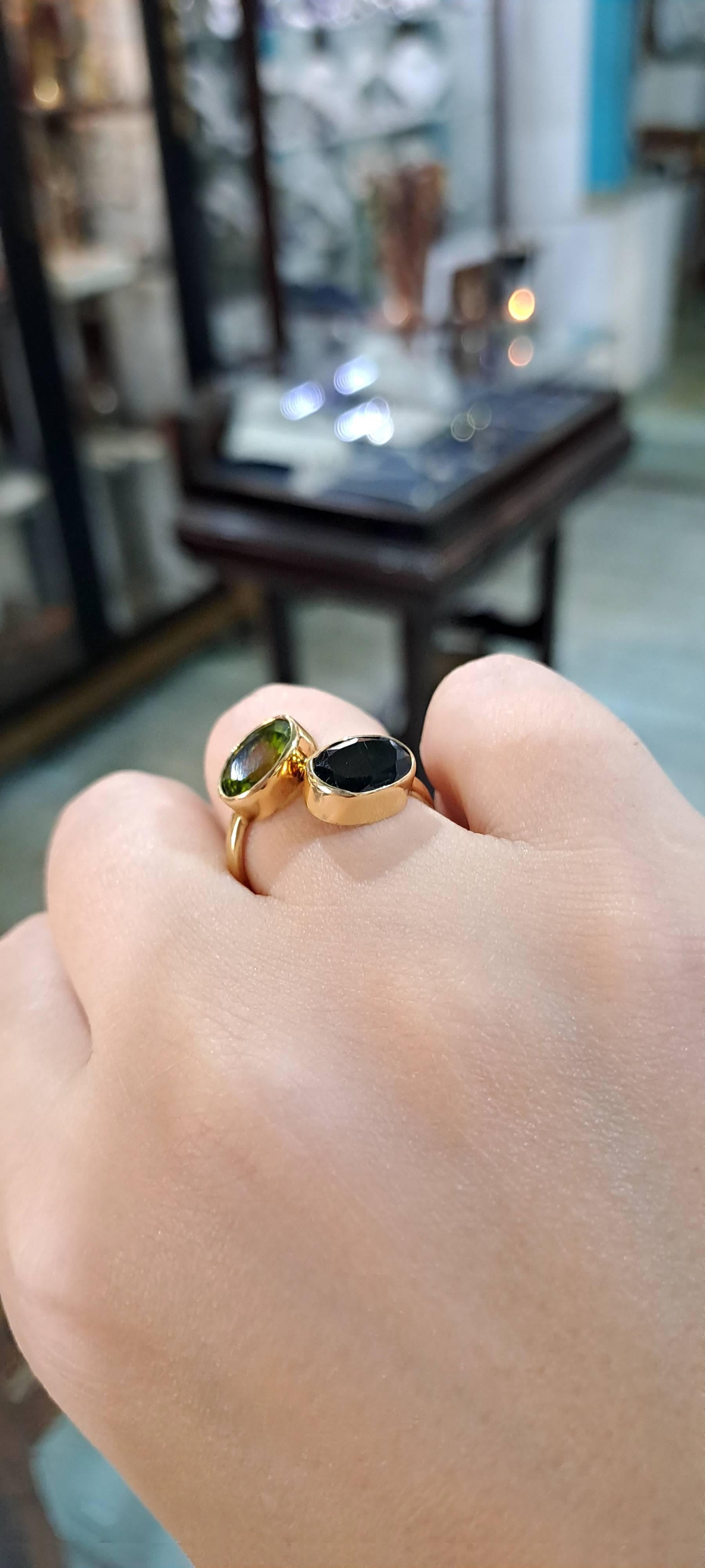 Ring in 14k gold with tourmalines (B-116)