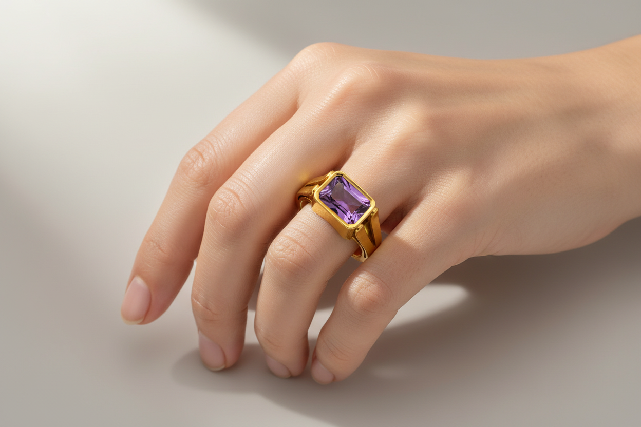Ring in 18k Gold with Amethyst (B-46)
