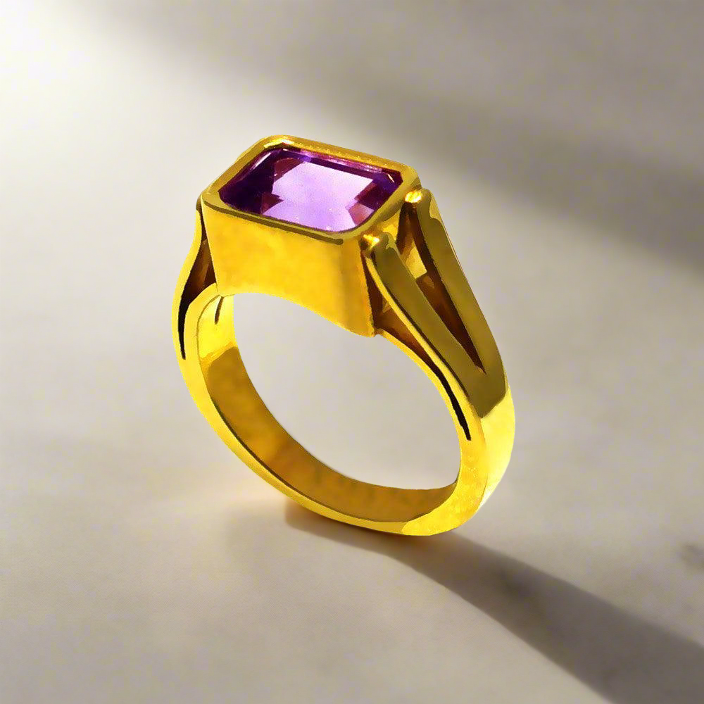 Ring in 18k Gold with Amethyst (B-46) - Dinos-Virginia