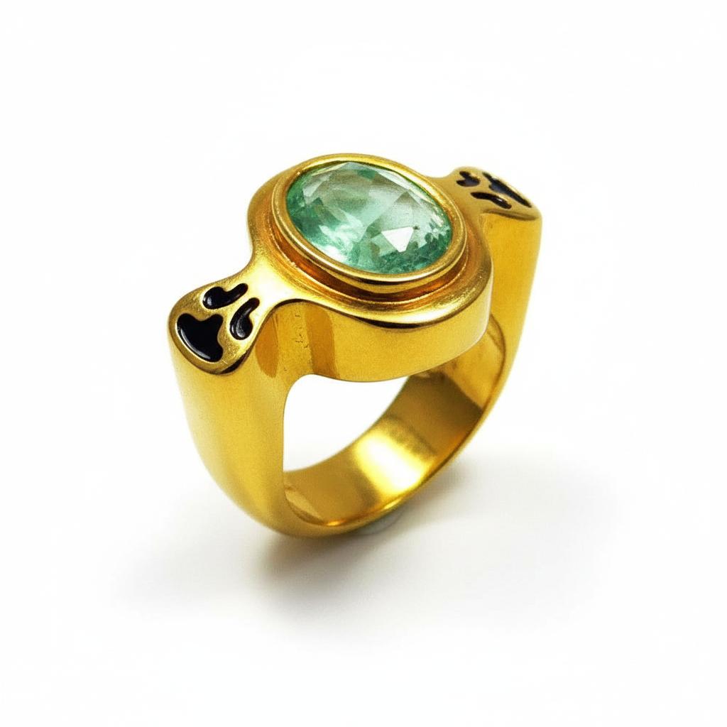 Ring in 18k Gold with Green Beryl 7 c. stone (B-58)