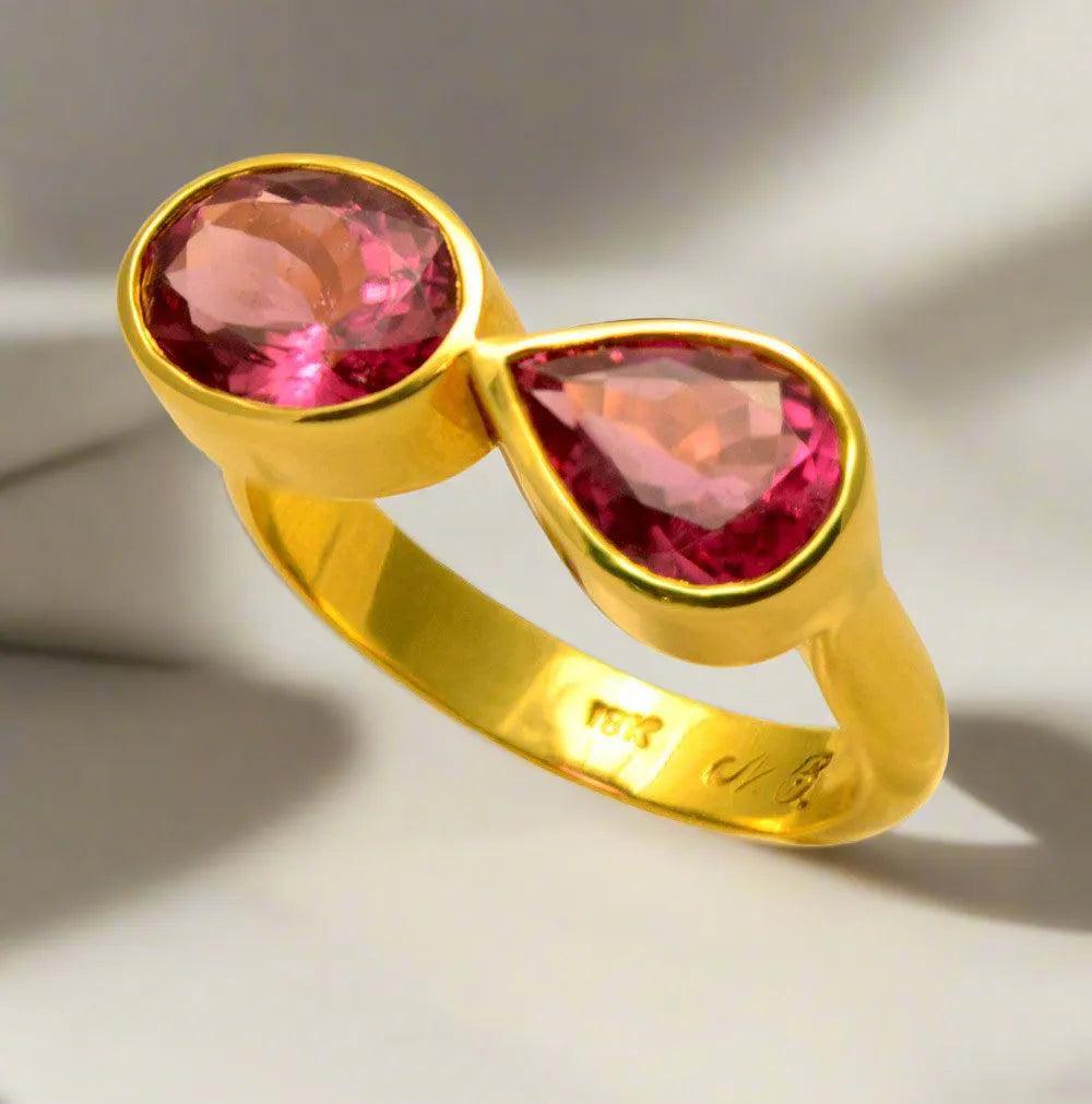 Ring in 18k Gold with Pink Tourmalines stones 3.55 c. (B-68)