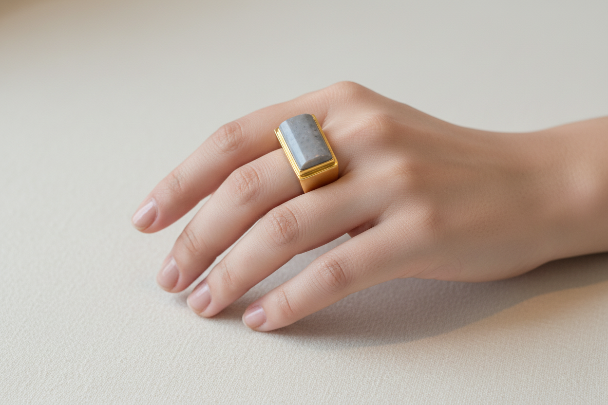 Ring in 18k Gold with a Blue Coral (Acozi) one of a kind, Fine Ring, Handmade Ring, Greek Jewelry