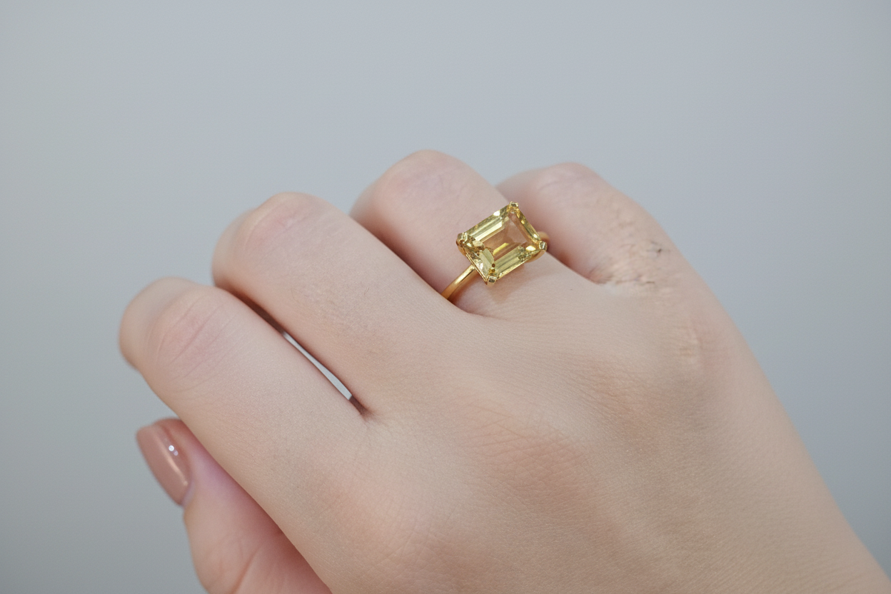 Ring in 18k Gold with a faceted citrine (B-51)