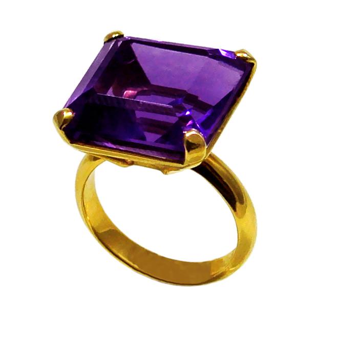 Ring in 18k Gold with amethyst (B-09) - Dinos-Virginia