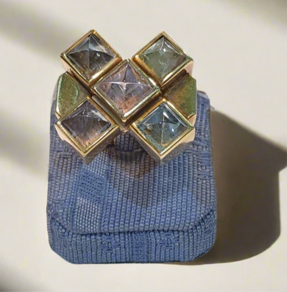 Ring in 18k gold and tourmalines multi color (B-112)