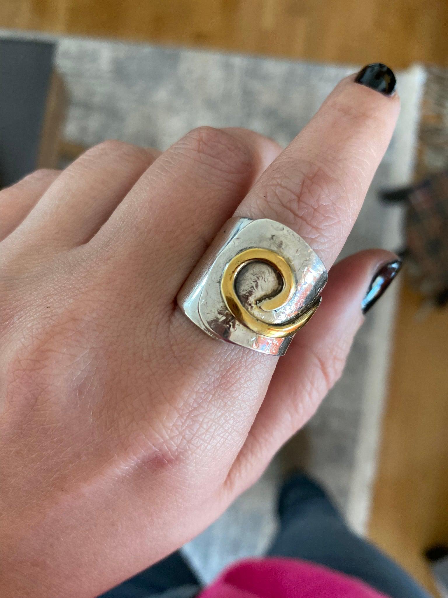 Ring in Sterling Silver with Decorative Black Patina (Oxidation) (DM-36) - ELEFTHERIOU EL