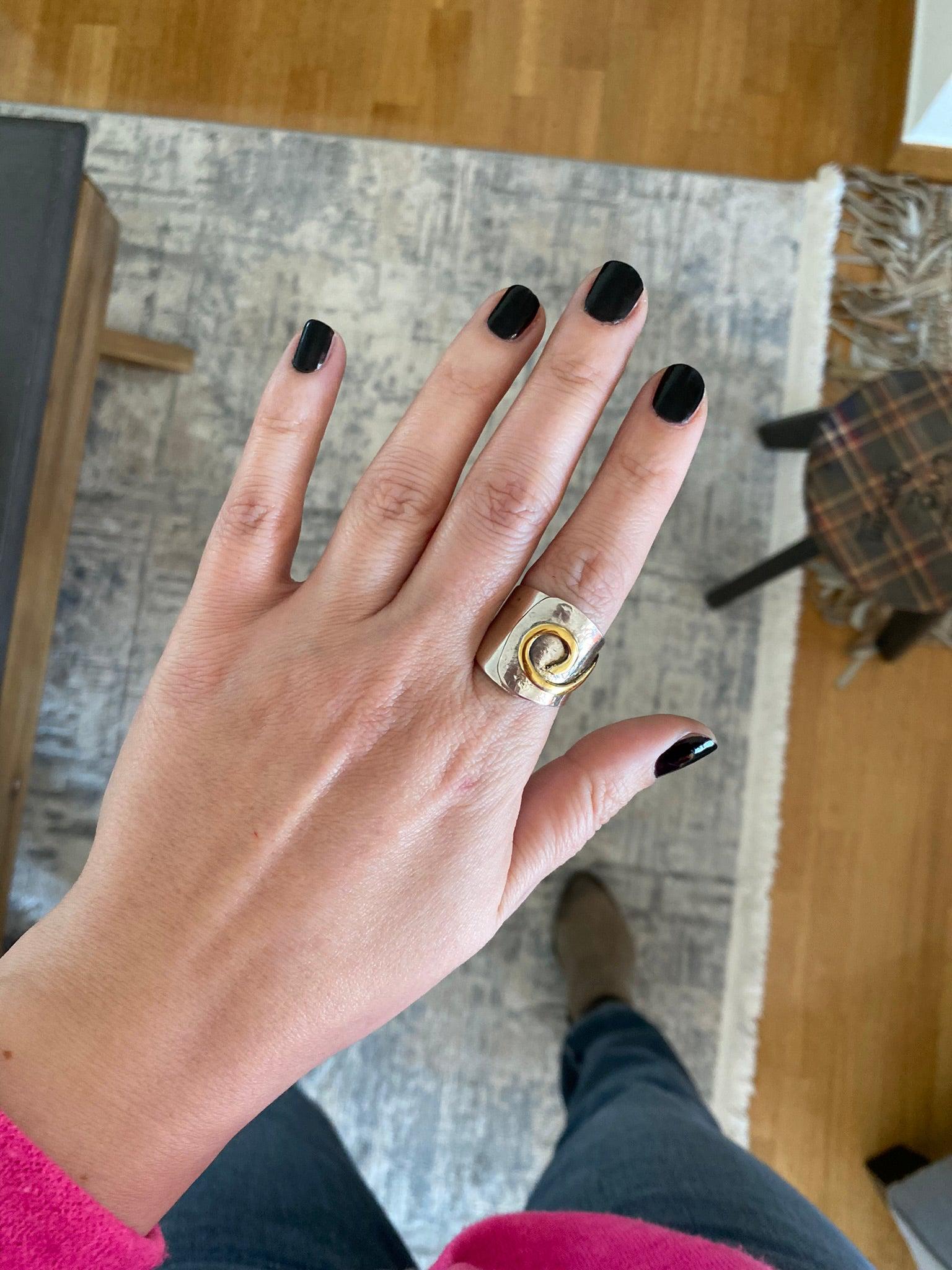 Ring in Sterling Silver with Decorative Black Patina (Oxidation) (DM-36) - ELEFTHERIOU EL