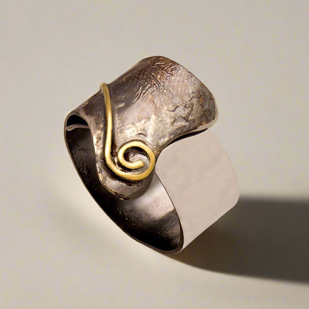 Ring in Sterling Silver with Decorative Black Patina (Oxidation) (DM-37) - ELEFTHERIOU EL