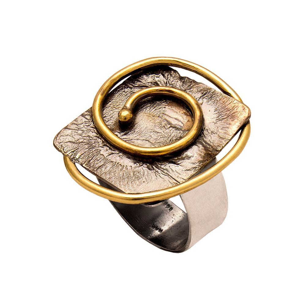 Ring in Sterling Silver with Decorative Black Patina (Oxidation) (DM-38) - ELEFTHERIOU EL