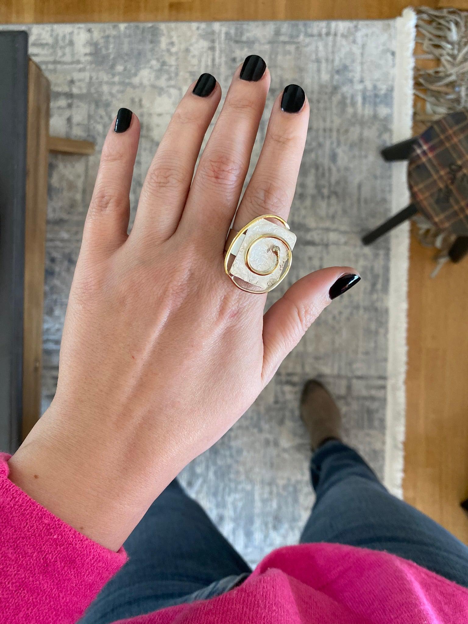 Ring in Sterling Silver with Decorative Black Patina (Oxidation) (DM-38) - ELEFTHERIOU EL