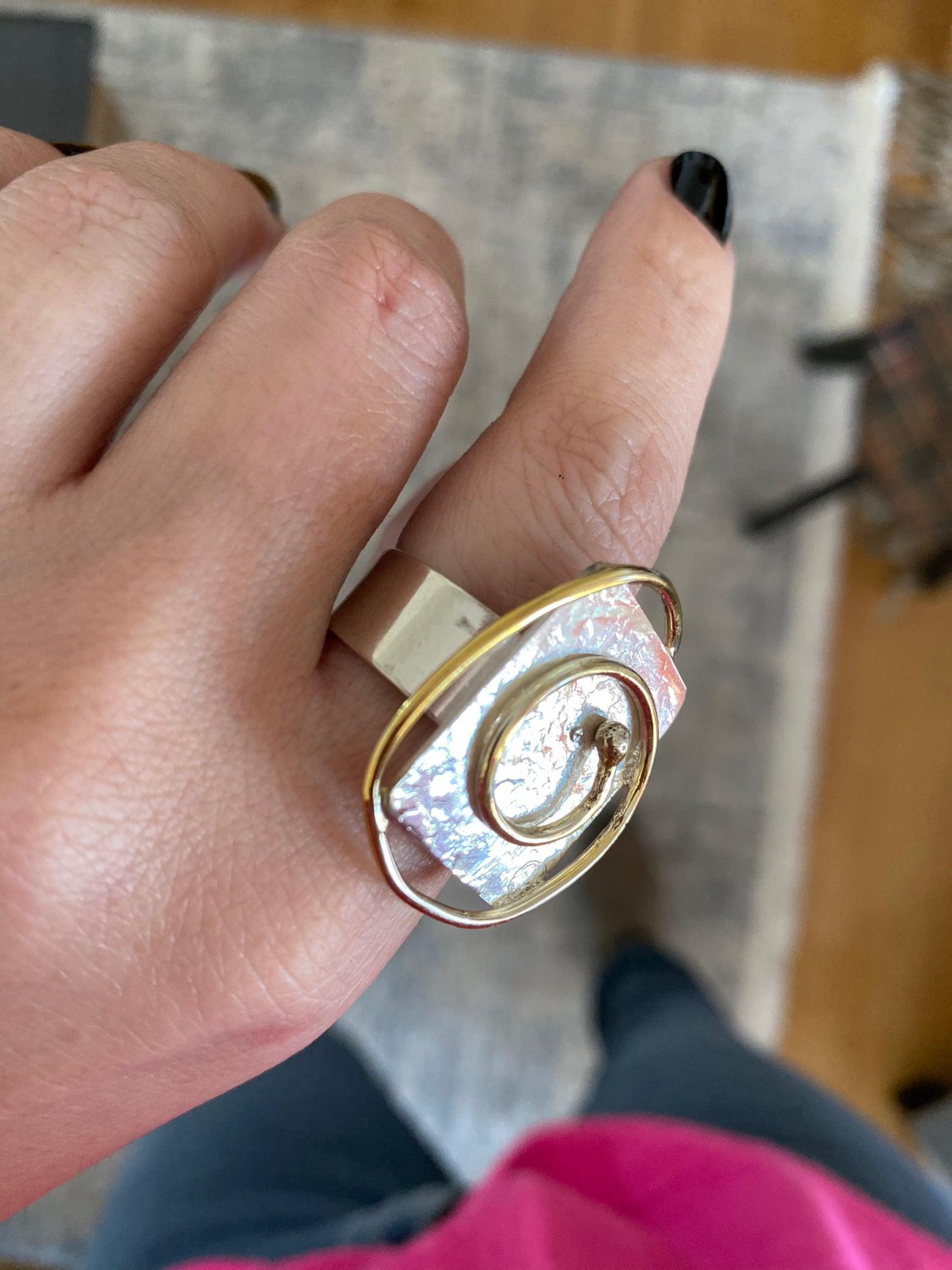 Ring in Sterling Silver with Decorative Black Patina (Oxidation) (DM-38) - ELEFTHERIOU EL