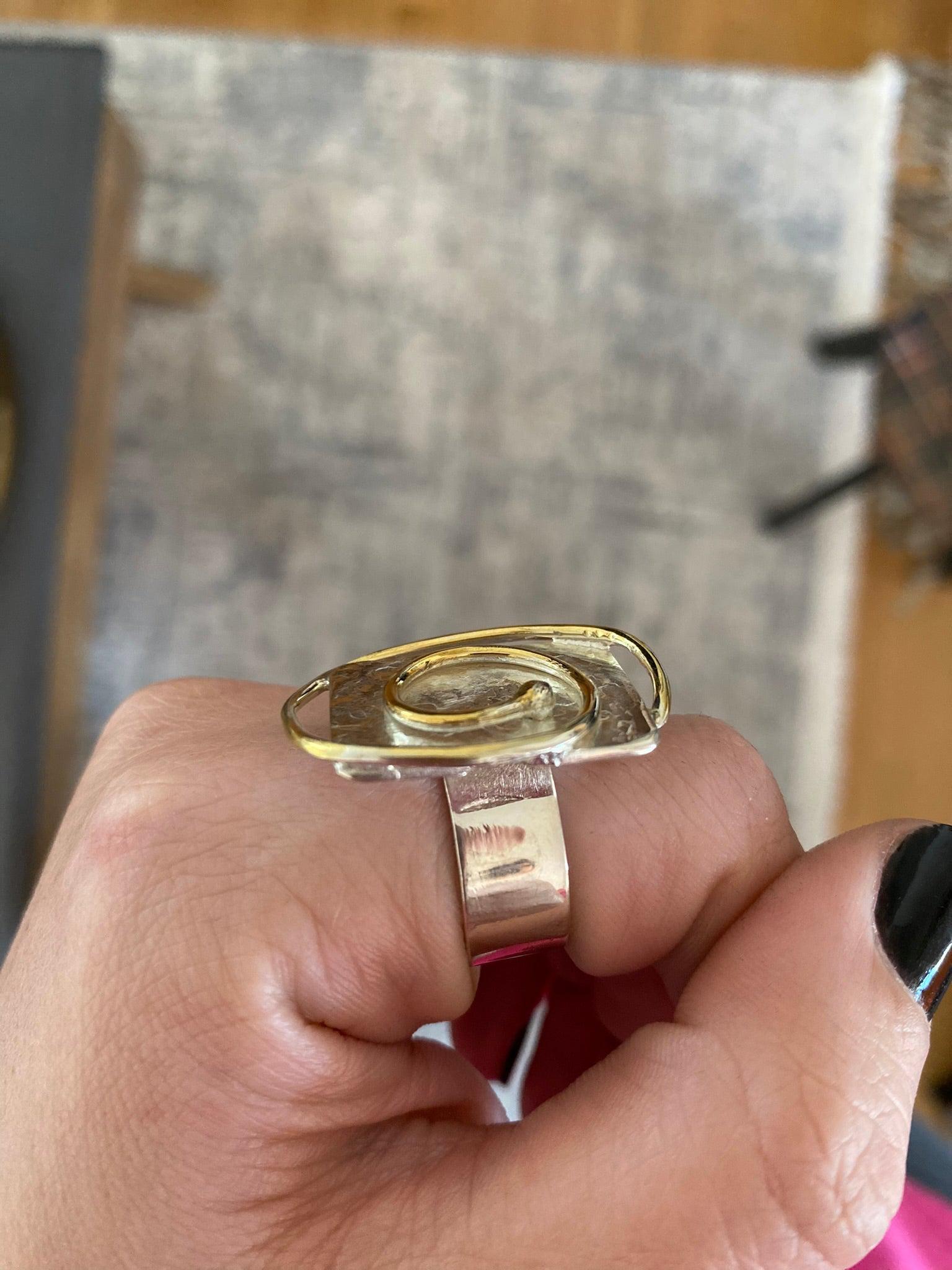 Ring in Sterling Silver with Decorative Black Patina (Oxidation) (DM-38) - ELEFTHERIOU EL