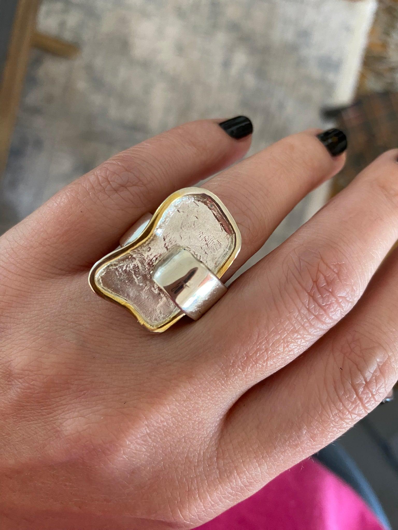 Ring in Sterling Silver with Decorative Black Patina (Oxidation) (DM-42) - ELEFTHERIOU EL