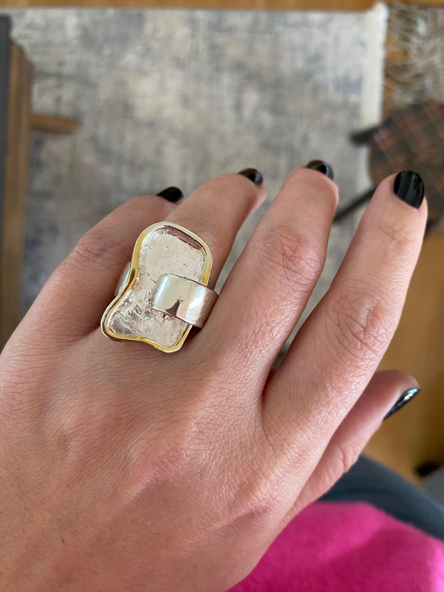 Ring in Sterling Silver with Decorative Black Patina (Oxidation) (DM-42) - ELEFTHERIOU EL