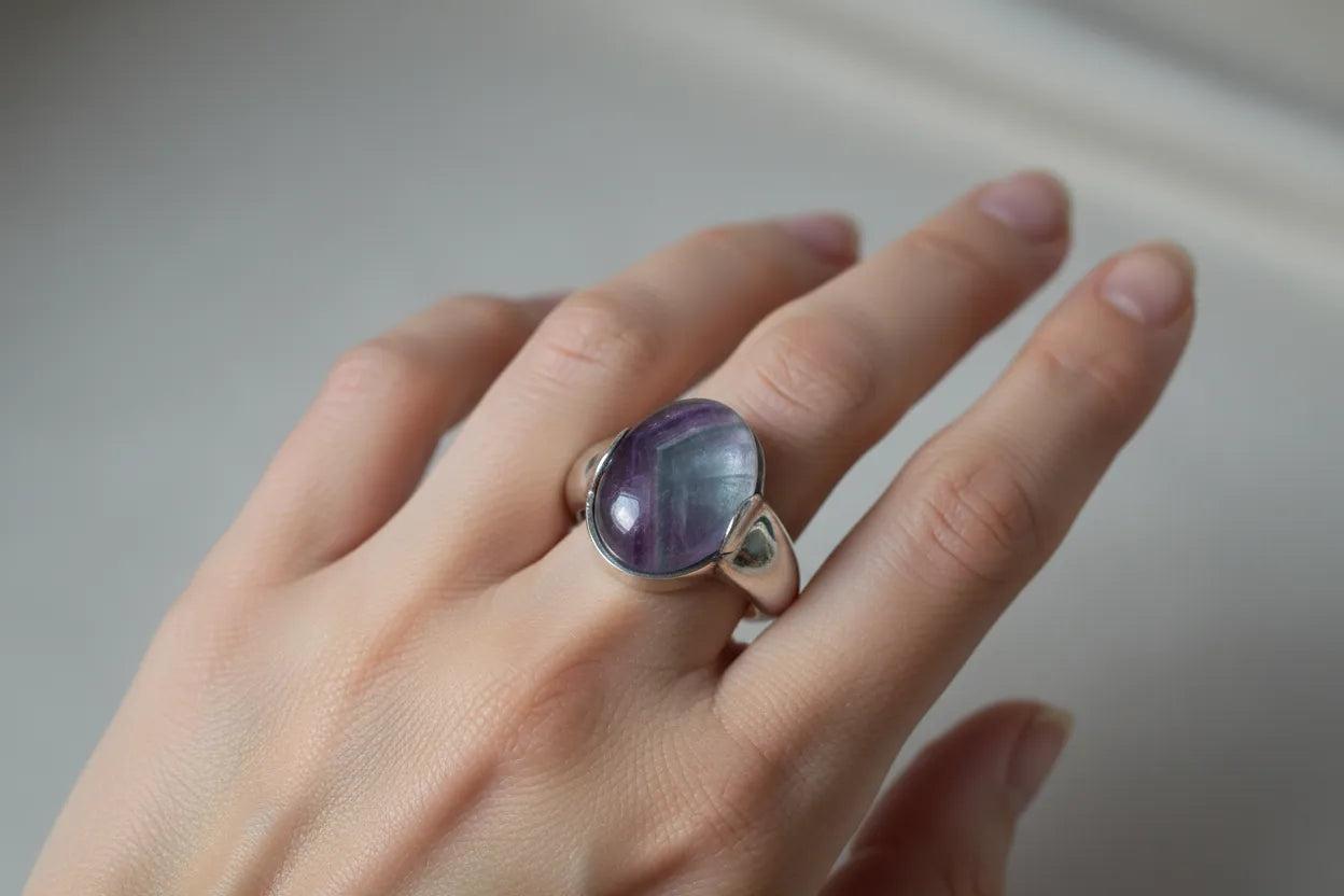 Ring in Sterling silver with Fluorite Stone (B-61)