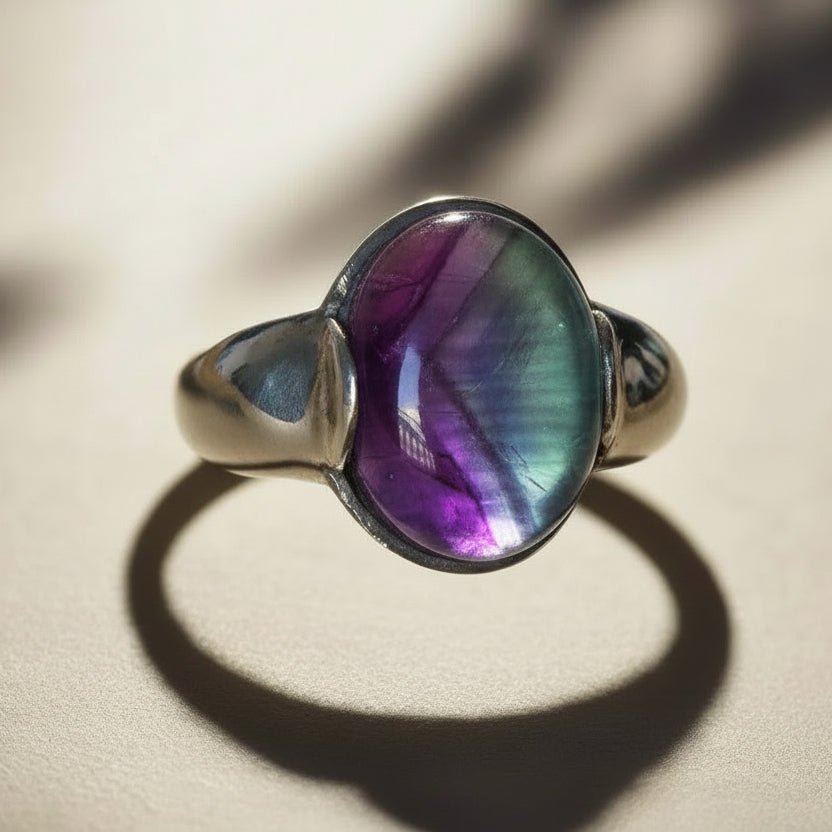 Ring in Sterling silver with Fluorite Stone (B-61)