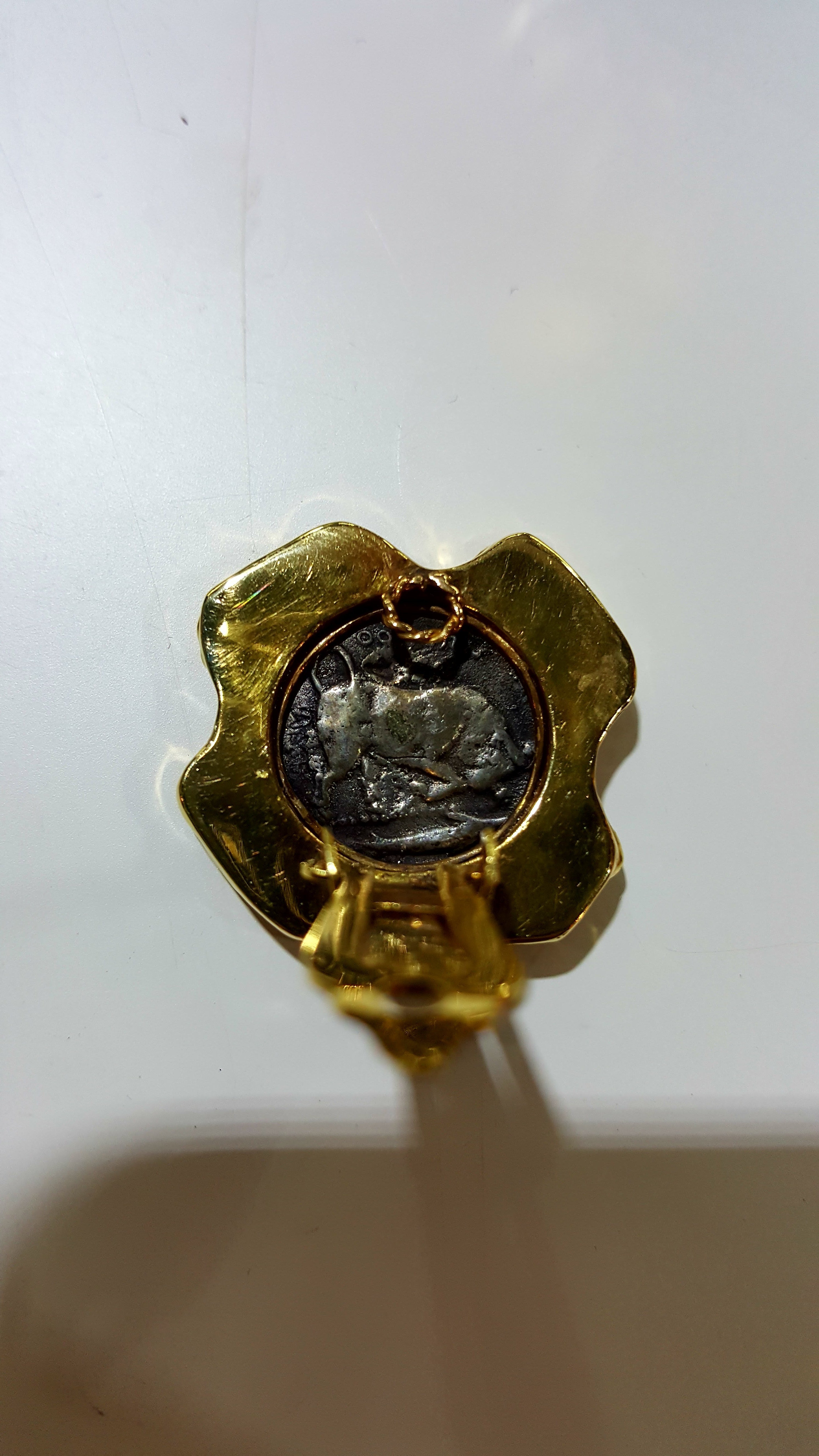 Silver Coin Earrings, Thourions Coin, Ancient Greek coin, Handmade Earring, Gold 18k earring, Ancient Greek Coin earring, Greek Jewelry - Dinos-Virginia