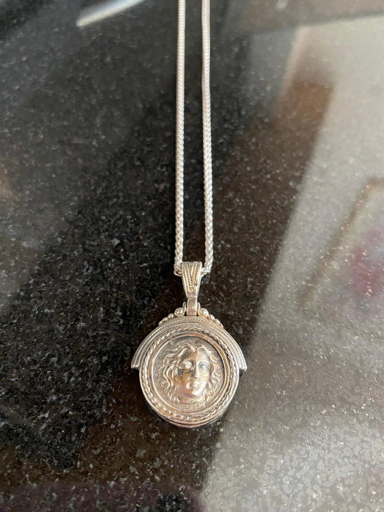 Sterling Silver Helios Sun God Coin Pendant, Ancient Greek Inspired Jewelry (PE-98)