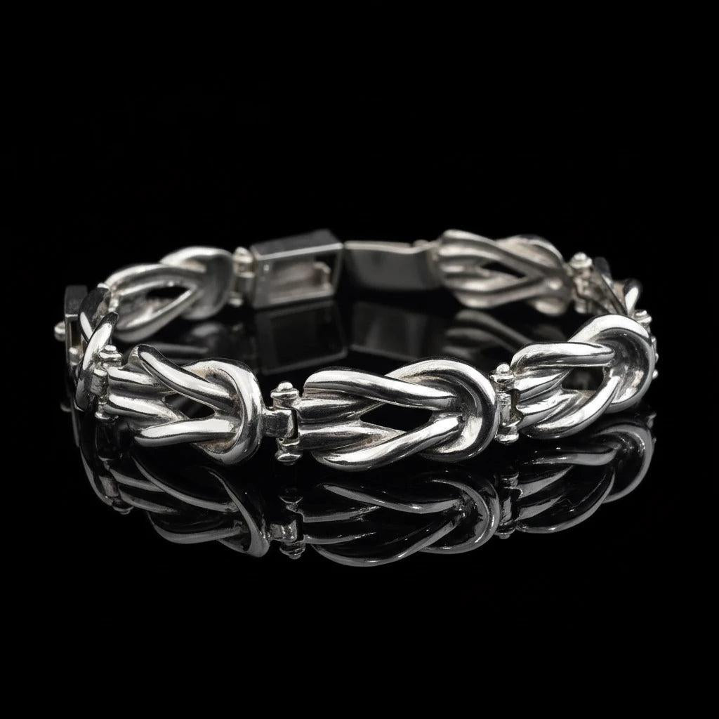 Sterling Silver Hercules Knot Bracelet, Greek Handmade Love Symbol Jewelry (B-110)