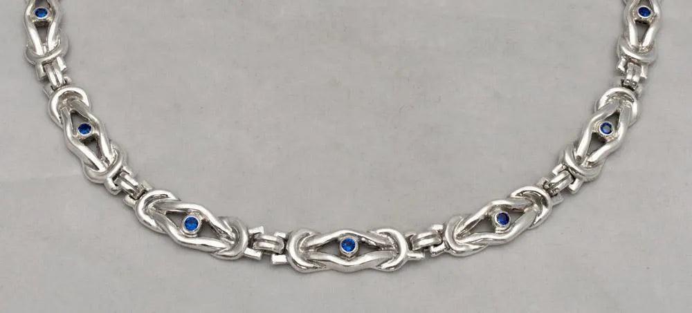 Sterling Silver Hercules Knot Necklace, Greek Handmade Zircon Jewelry (PE-27)