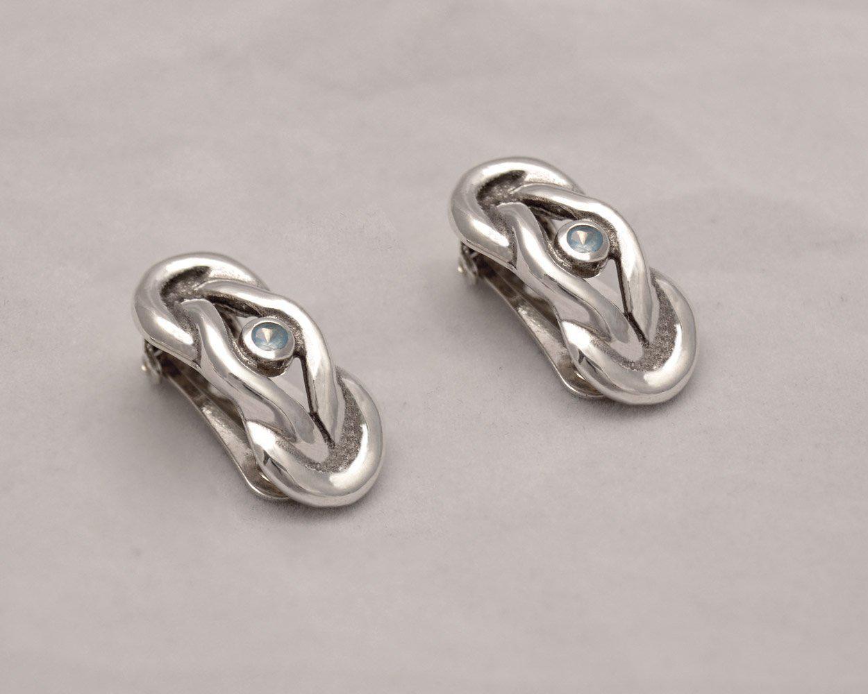 Sterling Silver Knot Earrings, Love Earrings (AG-04) - ELEFTHERIOU EL