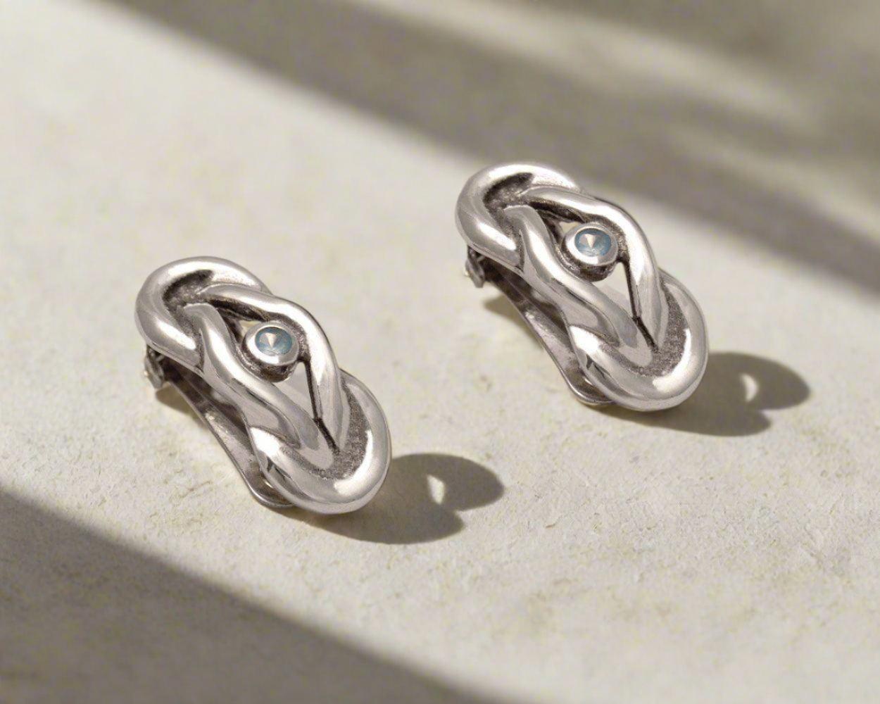 Sterling Silver Knot Earrings, Love Earrings (AG-04) - ELEFTHERIOU EL