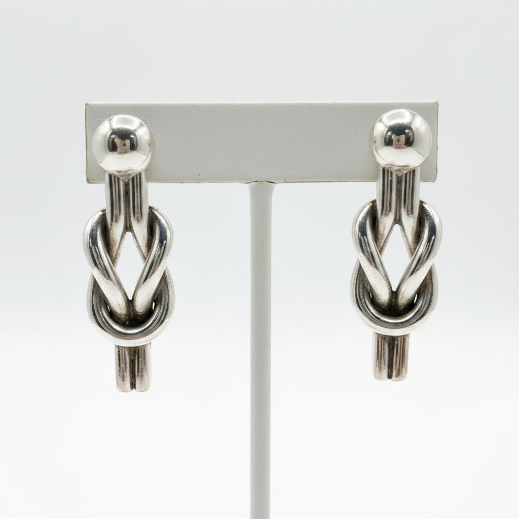 Sterling Silver Knot Earrings, Love Earrings (AG-13)
