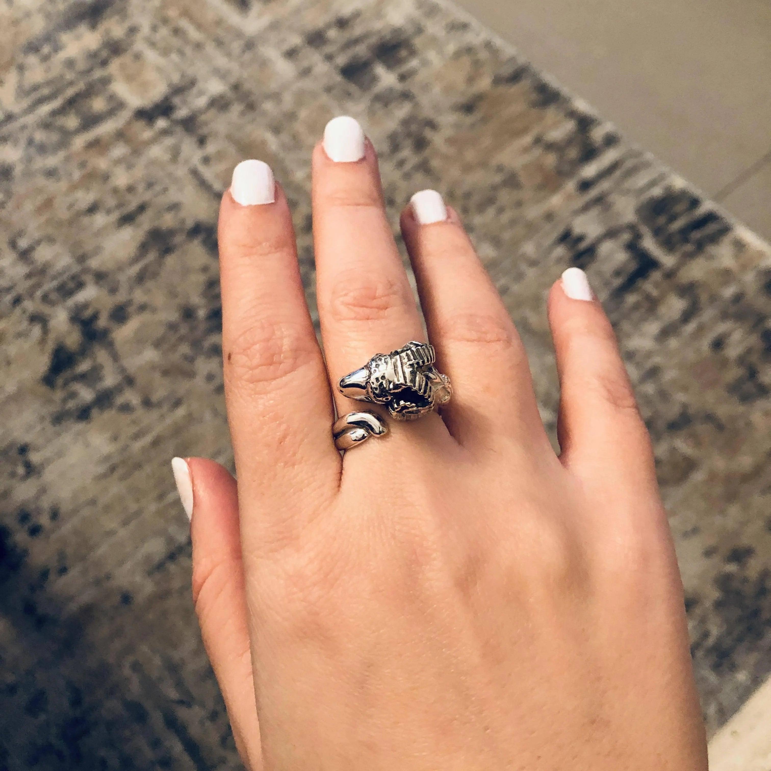 Sterling Silver Ram Head Ring, Ancient Greek Inspired Handcrafted Jewelry (DT-91)