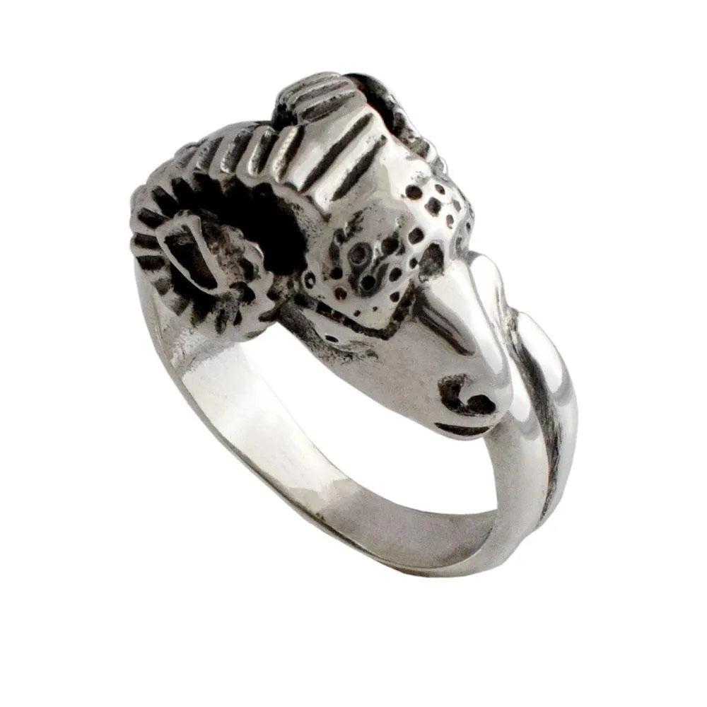 Sterling Silver Ram Head Ring, Ancient Greek Inspired Handcrafted Jewelry (DT-91)