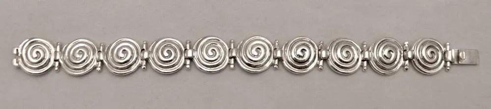 Sterling Silver Spiral Bracelet, Greek Infinity Motif, Handmade Jewelry (B-92)