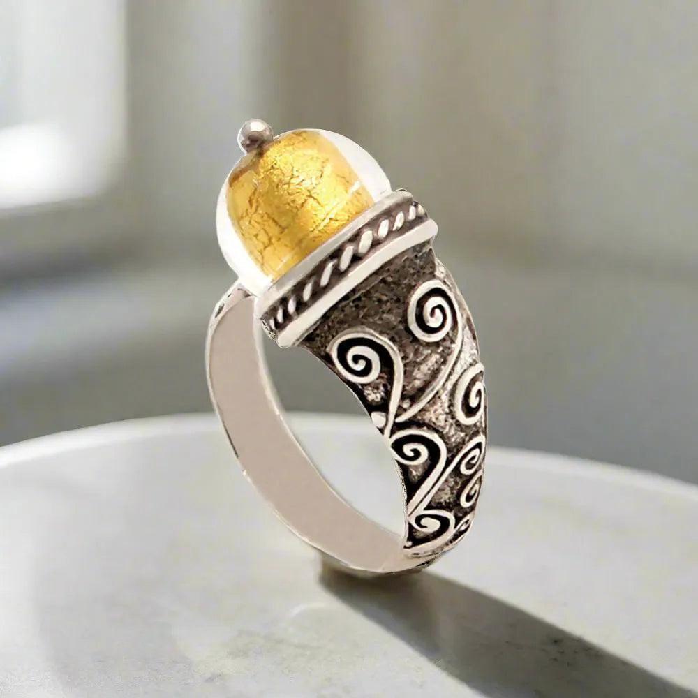 Sterling Silver Spiral Ring, Greek Infinity Motif Jewelry (DT-03)