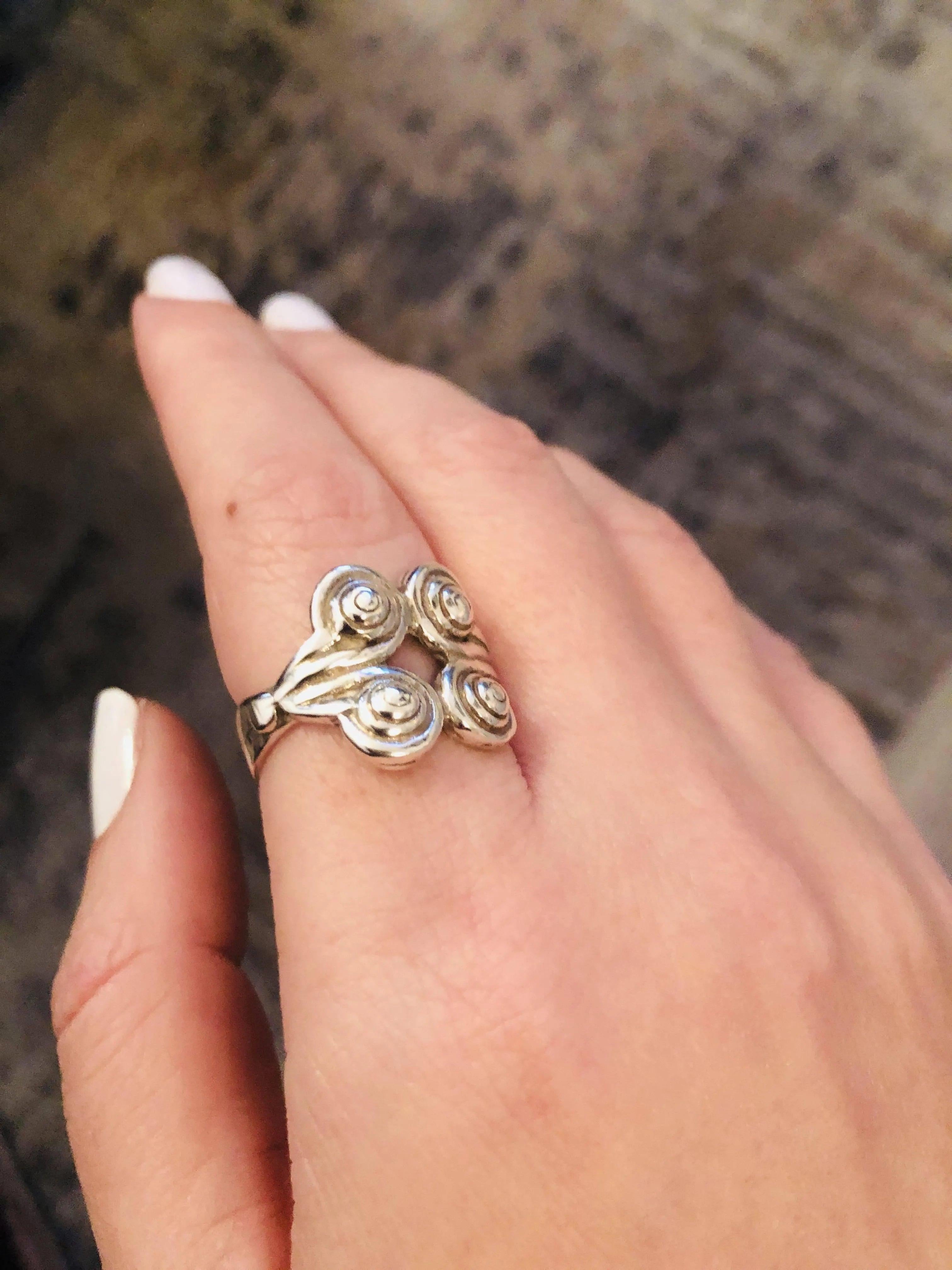 Sterling Silver Spiral Ring, Greek Infinity Motif Jewelry (DT-131)