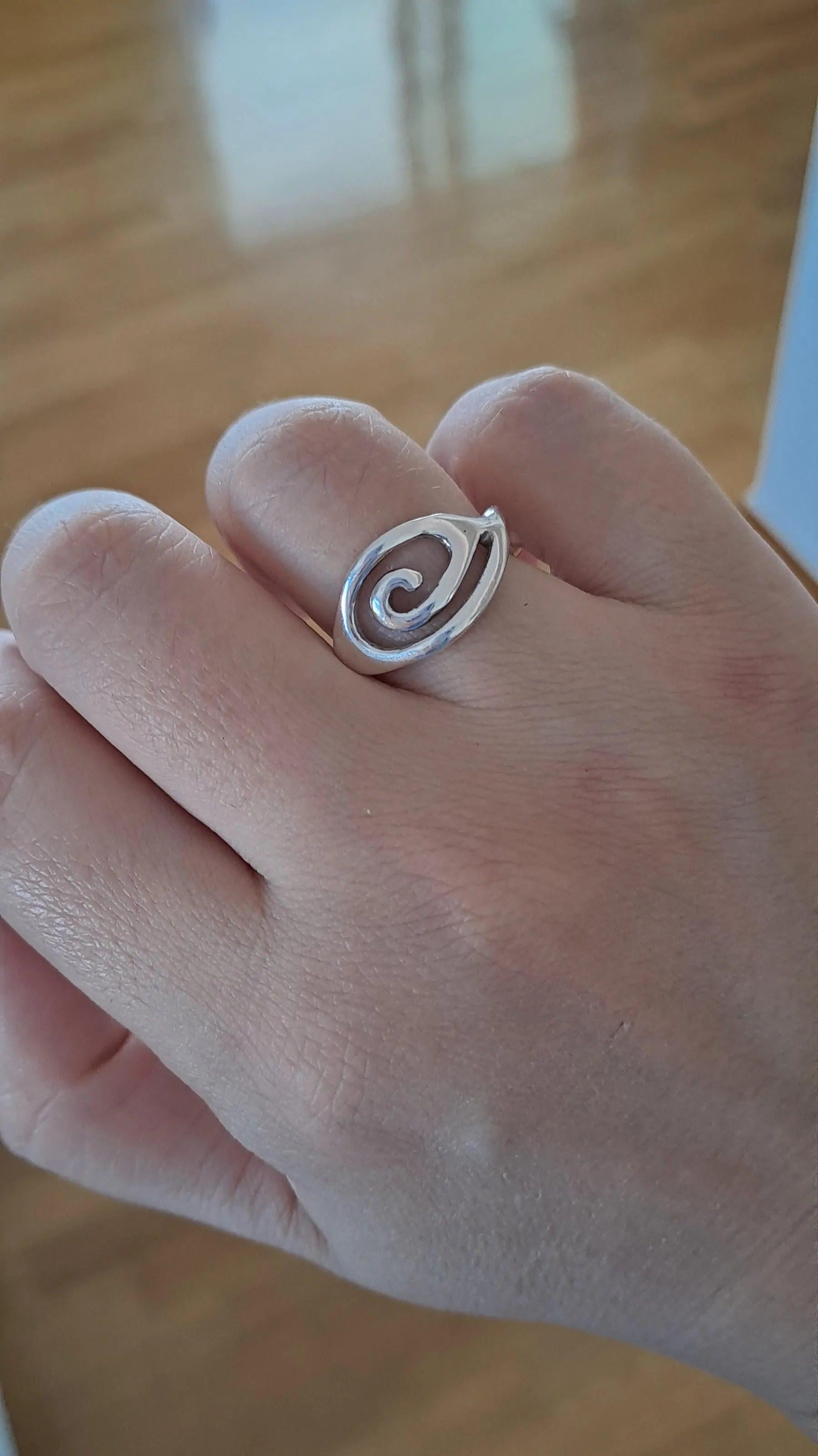 Sterling Silver Spiral Ring, Greek Infinity Motif Jewelry (DT-75)