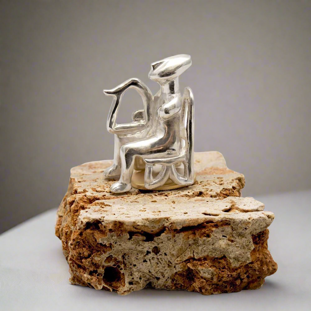 The Harp player from Keros Figure in Sterling Silver (A-06B) - ELEFTHERIOU EL