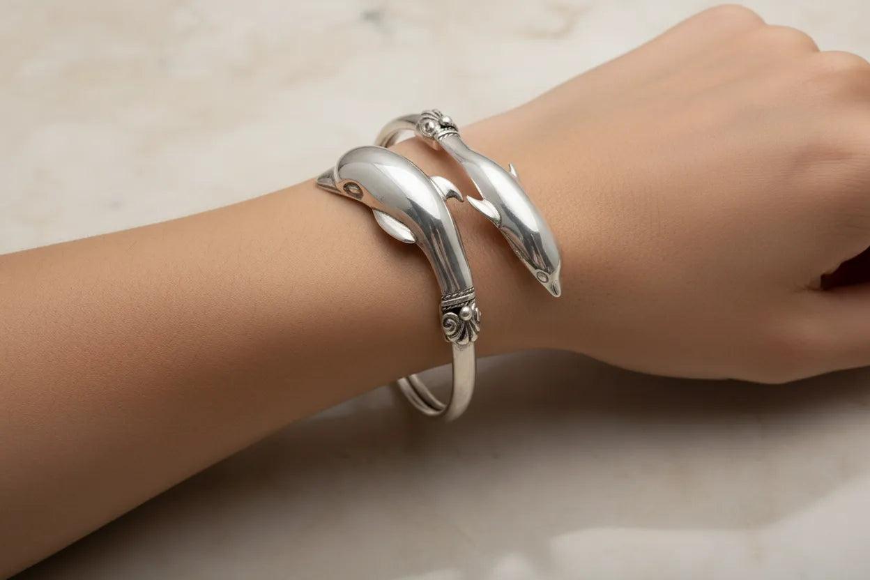 Two Headed Minoan Dolphins Torc Bangle, Minoan Bracelet