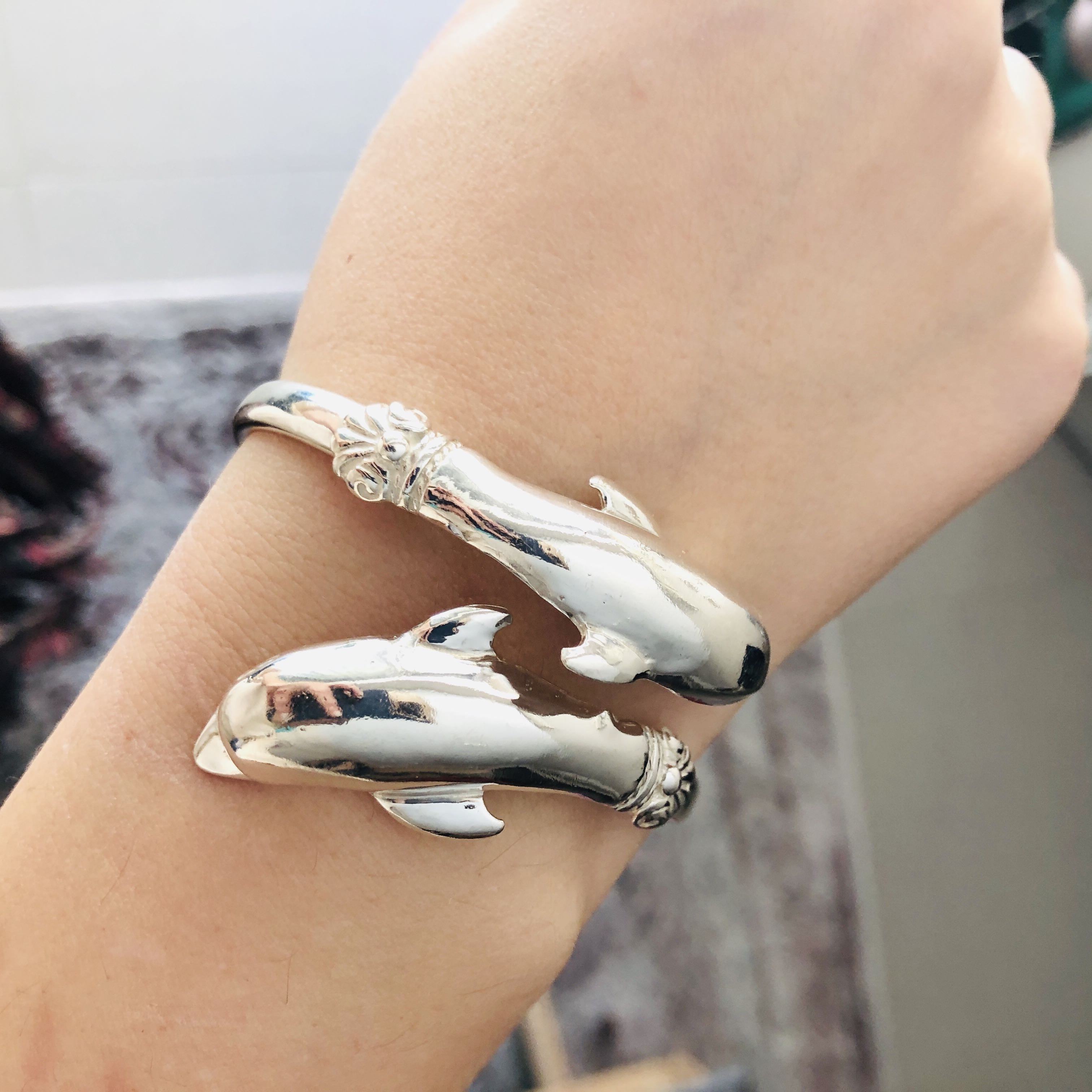 Two Headed Minoan Dolphins Torc Bangle, Minoan Bracelet