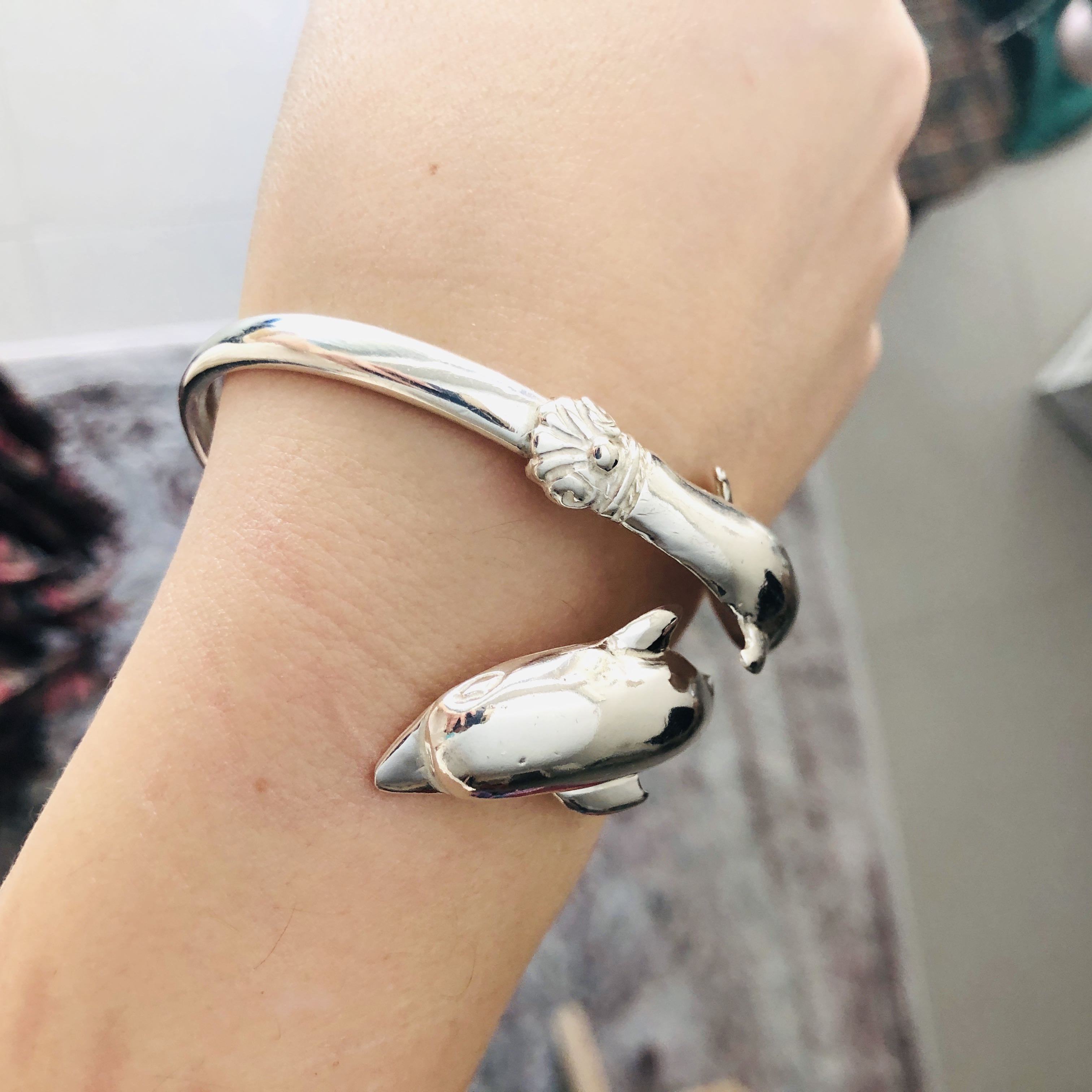 Two Headed Minoan Dolphins Torc Bangle, Minoan Bracelet