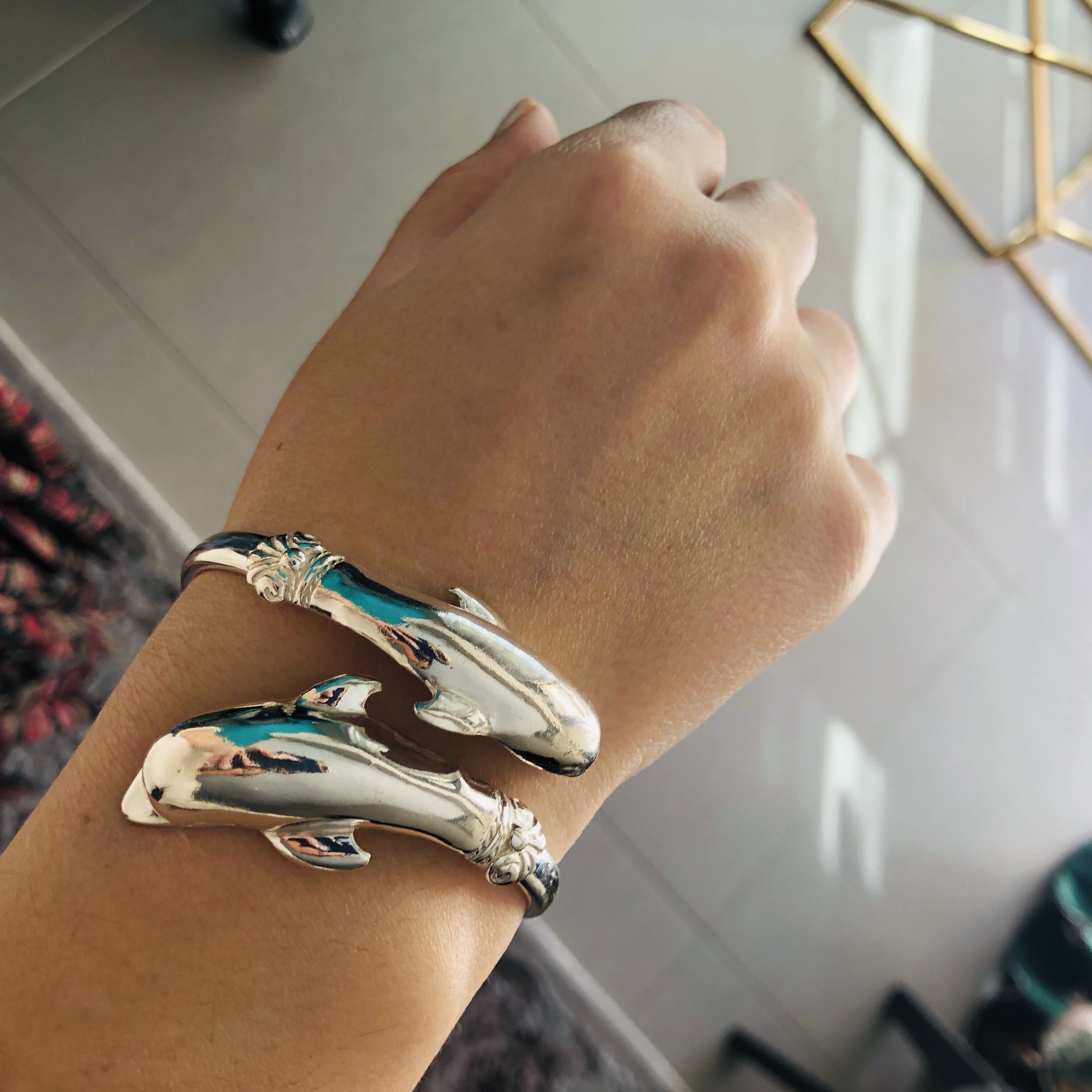 Two Headed Minoan Dolphins Torc Bangle, Minoan Bracelet