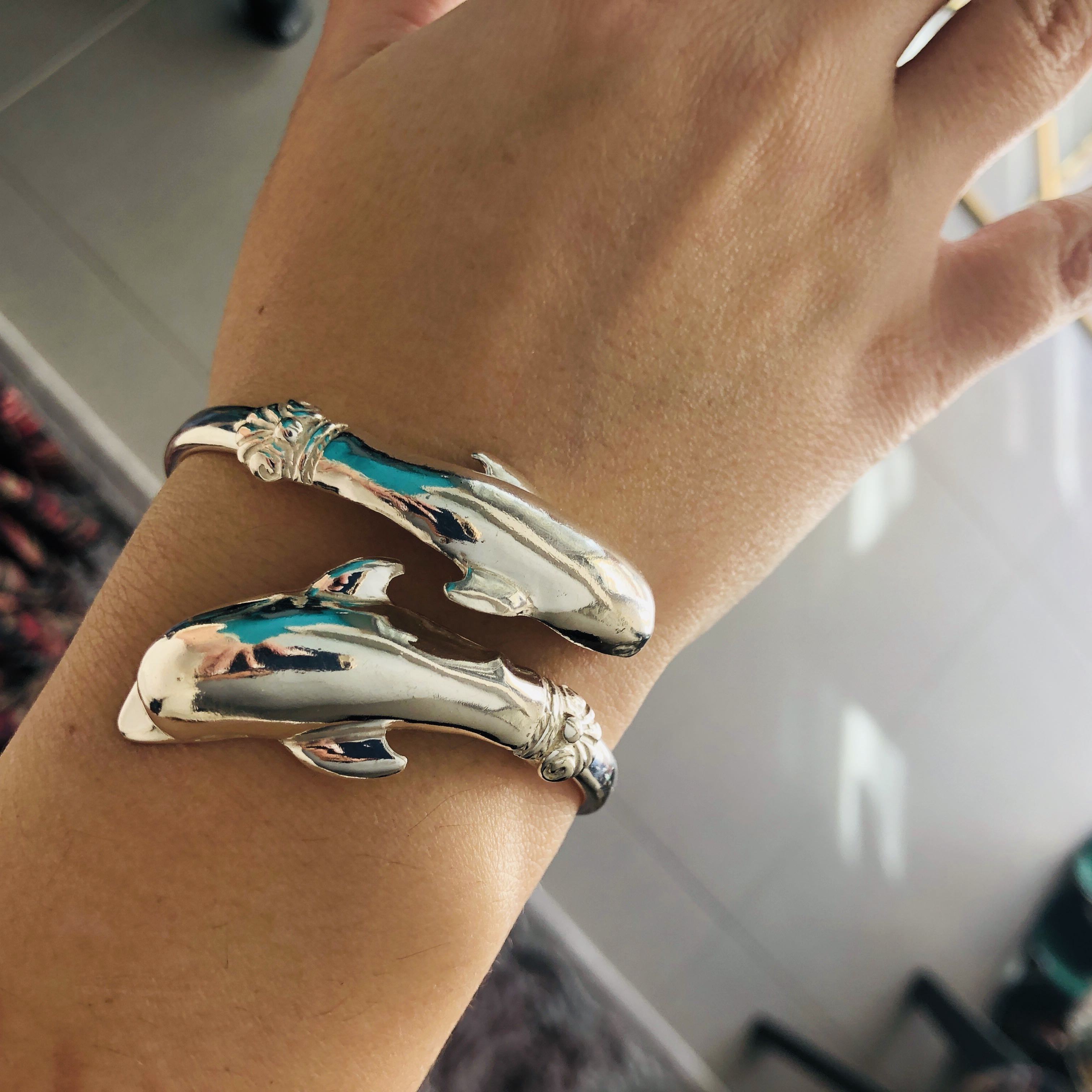 Two Headed Minoan Dolphins Torc Bangle, Minoan Bracelet