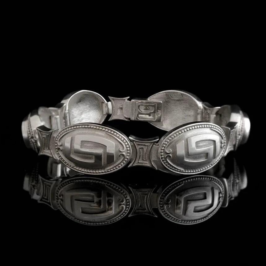 Greek Key Meander Bracelet in Sterling Silver (B-54)