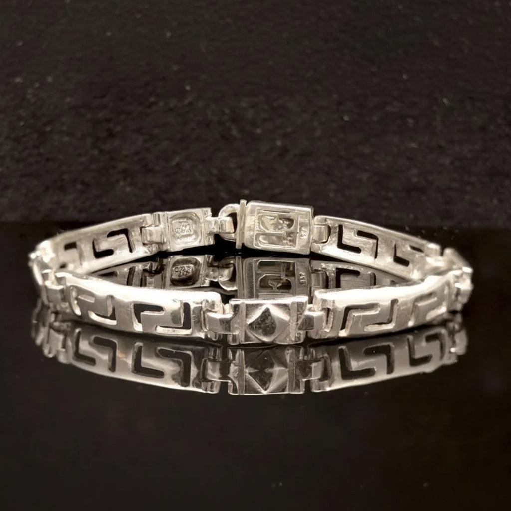 Greek Key Meander Bracelet in Sterling Silver (B-58)